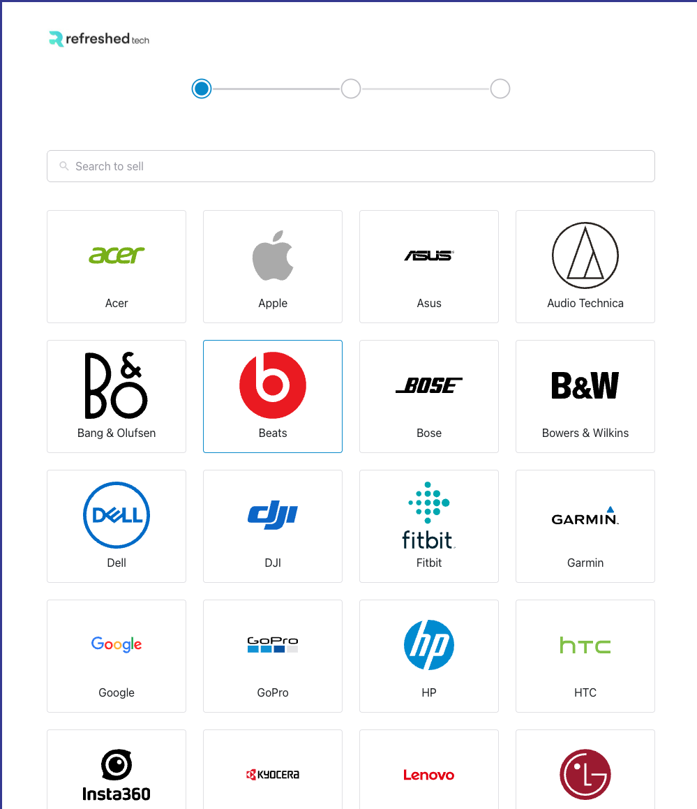 Refreshed Tech trade-in widget — search by brand